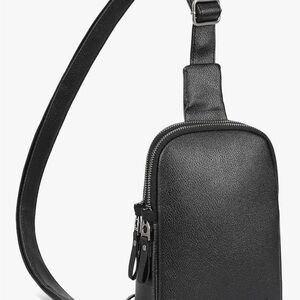 Inicat Black Leather Crossbody Bag Unisex